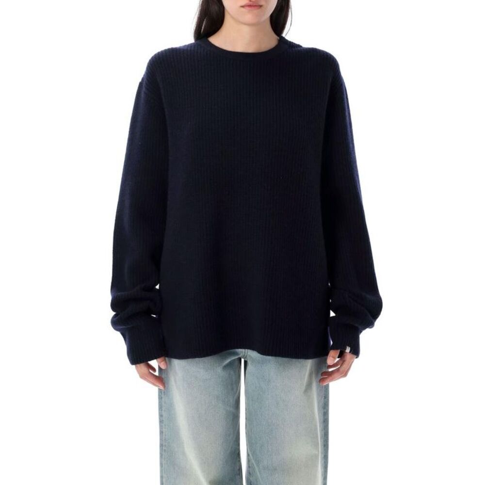 EXTREME CASHMERE Crew Neck Ribbed Knit Sweater Men NAVY Sweaters & Cardigans
